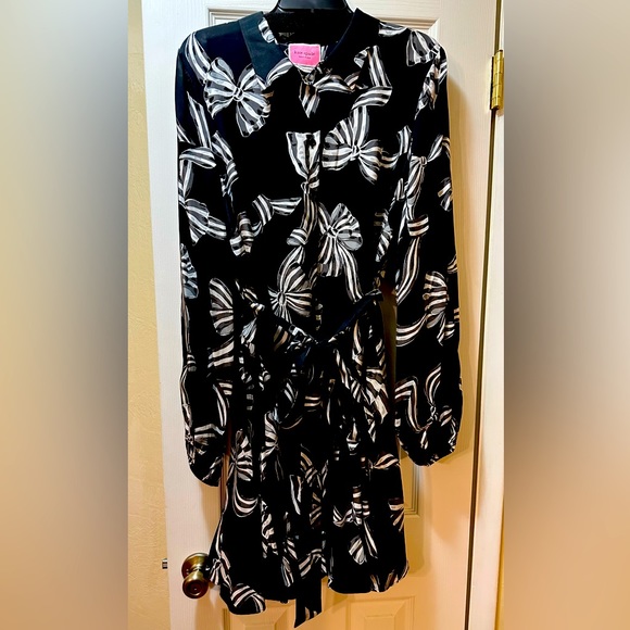 Kate Spade Bow-tiful Silk-blend Twill Shirtdress - Picture 1 of 7